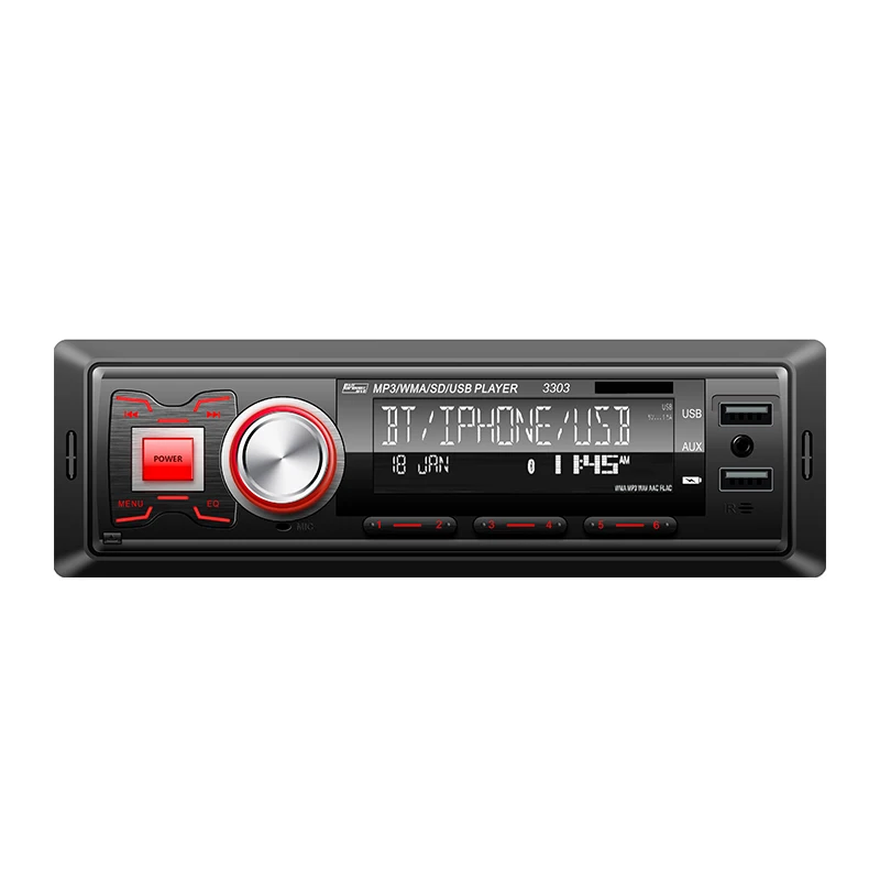 Universal Detachable Panel Single Din Dashboard Car Radio Receiver USB MP3 FM Stereo with Bluetooth Tuner Car Charger