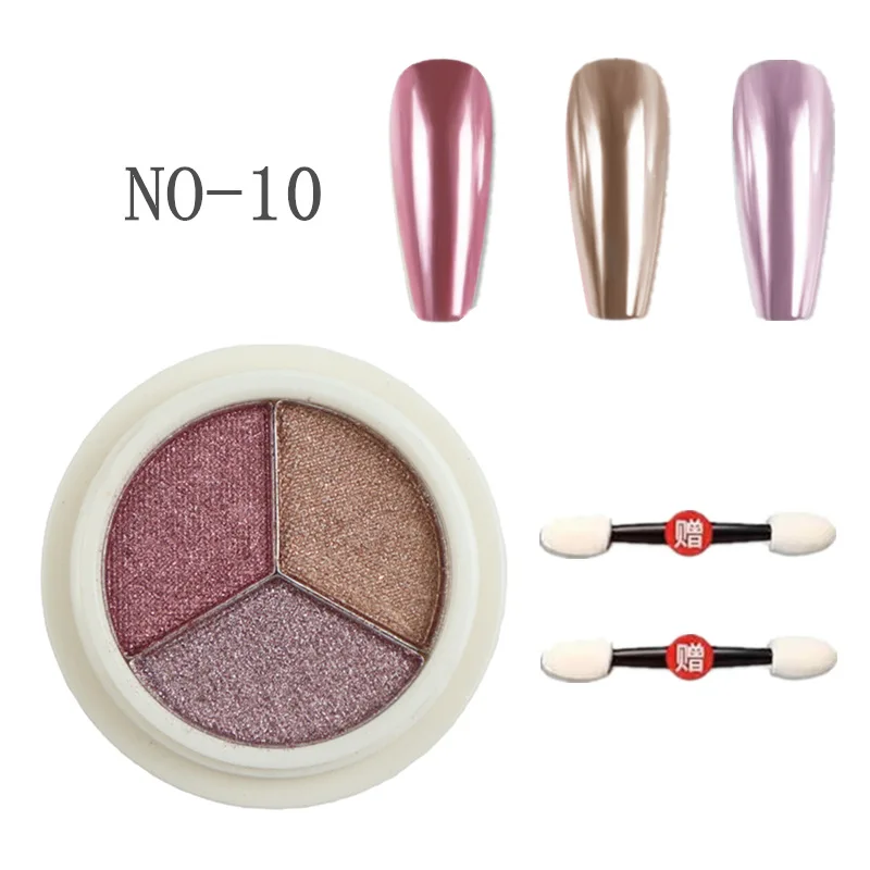 Chrome Nails Powder Mermaid Powders Mirror Nail Pigment Mixed 3 colors sets Nail Polish Mirror Powder