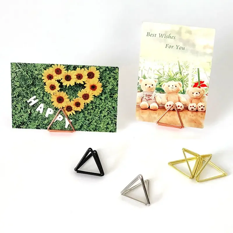 Iron Metal Triangle Shape Card Stand Paper Clip Note Seat Memo Clips Metal  Sticky Note Holder