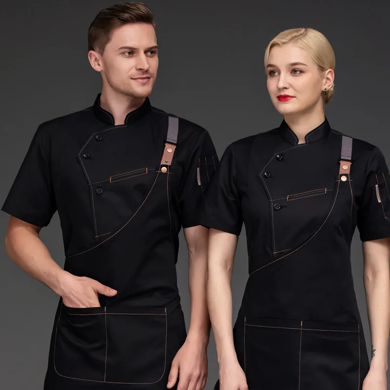 Hotel Bar Workwear Cafe Shop Bakery Uniform Restaurant Uniforme Waiter And Waitress Sets Jacket +Aprons