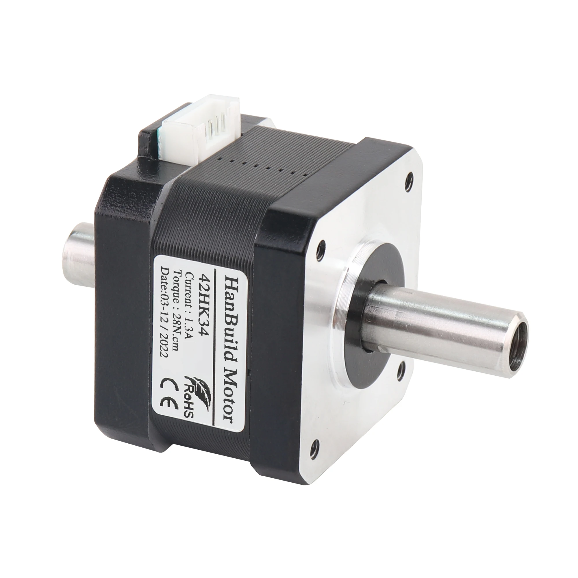 HanBuild Nema17 Stepper Motor 1.3A 28N.CM 42HK34 Hollow biaxial motor 4-lead for CNC 3D printer 42 double shaft motor