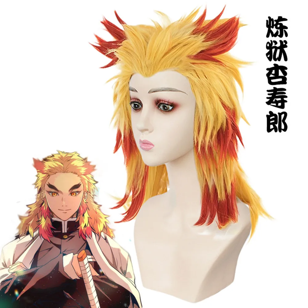 Anime Nezuko Tanjirou Kamado Wig Demon Slayer Kimetsu no Yaiba Cosplay Wigs Zenitsu Agatsuma Golden Long Hair