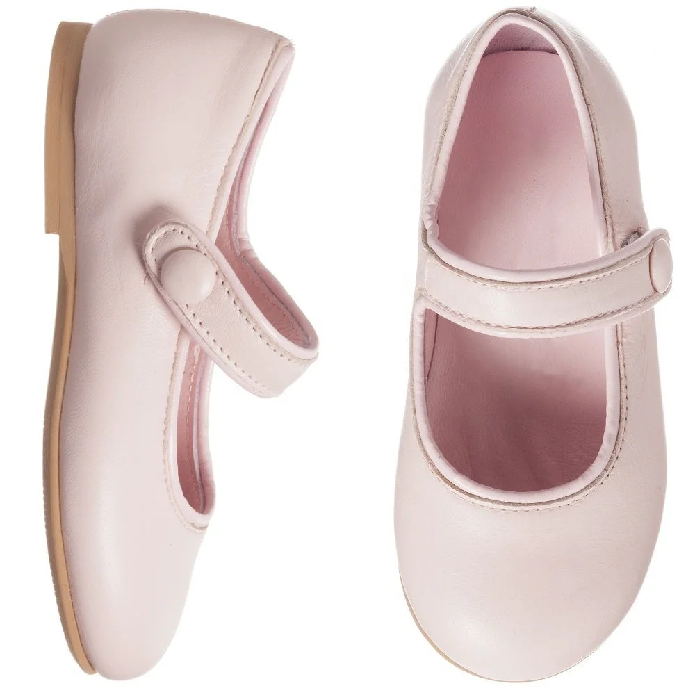 
Custom Girls Pink Flower Wear-Resistant Leather Dress Shoes 