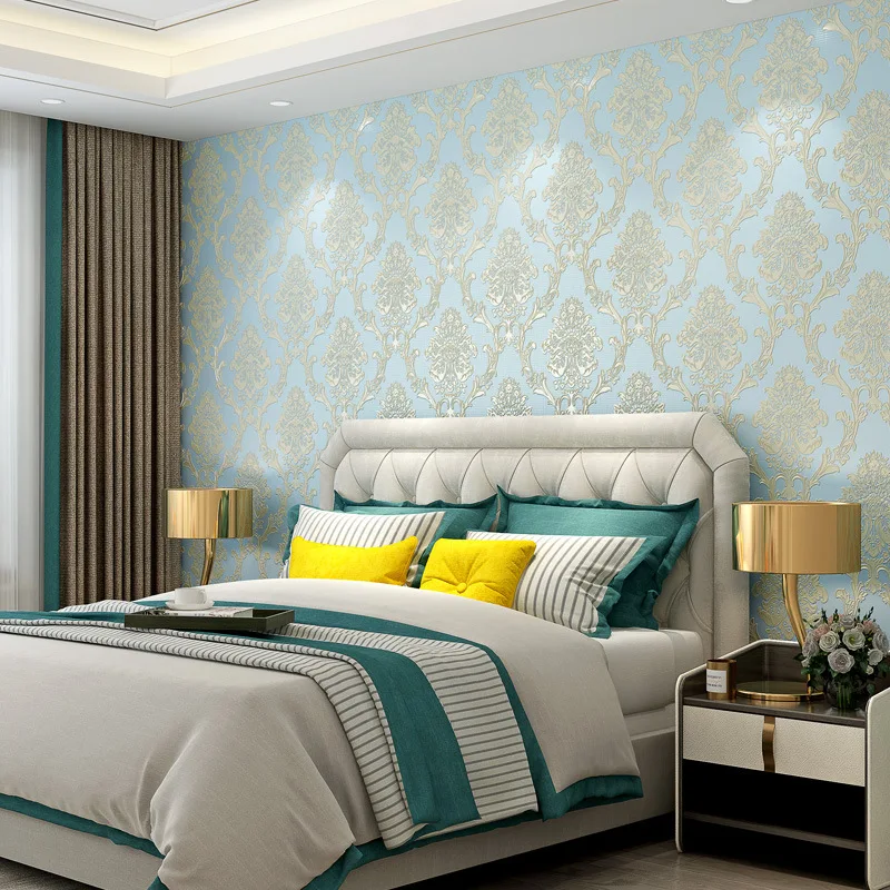 Embossing Damascus wallpaper self-adhesive 3D TV background wallpapers bedroom living room  wall sticker