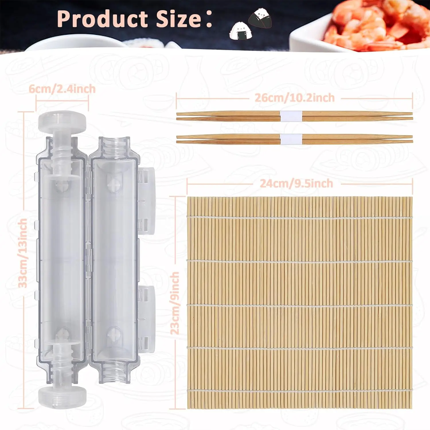 Kitchen Accessories Sushi Making Kit Mold For Beginners With Sushi Roller Bamboo Sushi Mat Rolling Curtain Chopsticks