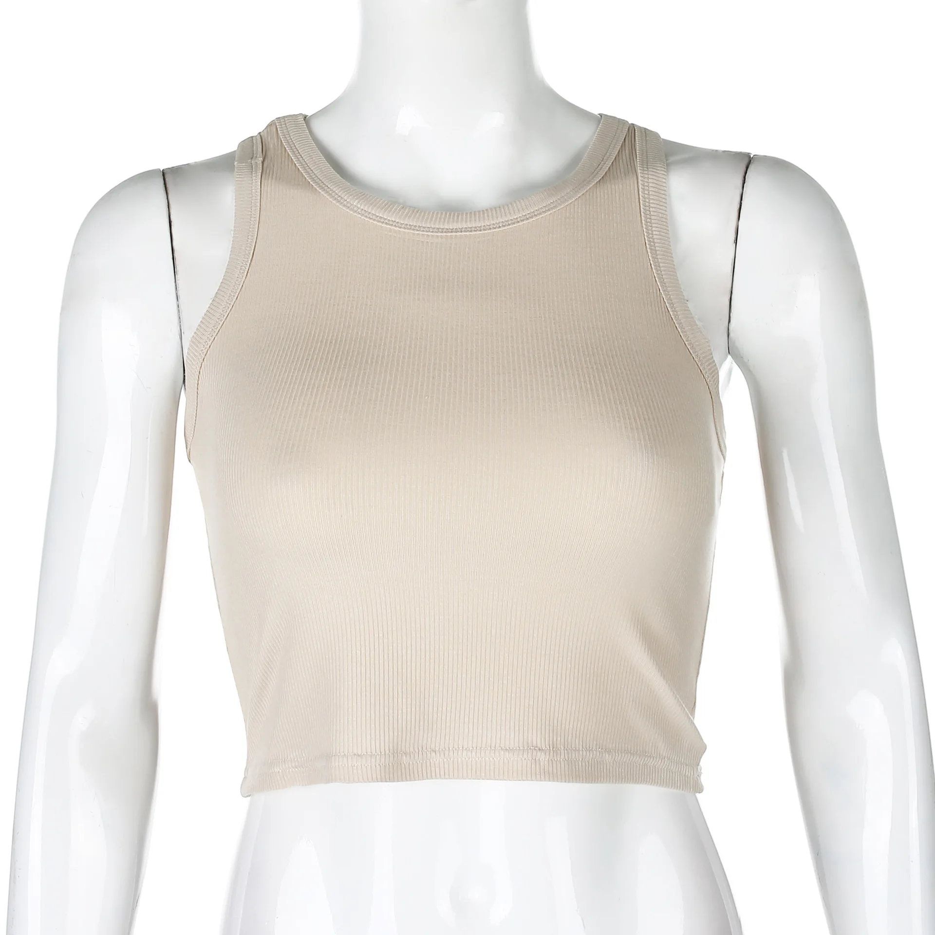 High Quality Cotton Crop Tops for Women Sleeveless Crew Neck Vest Ladies Summer Knit Ribbed Crop Tank Tops