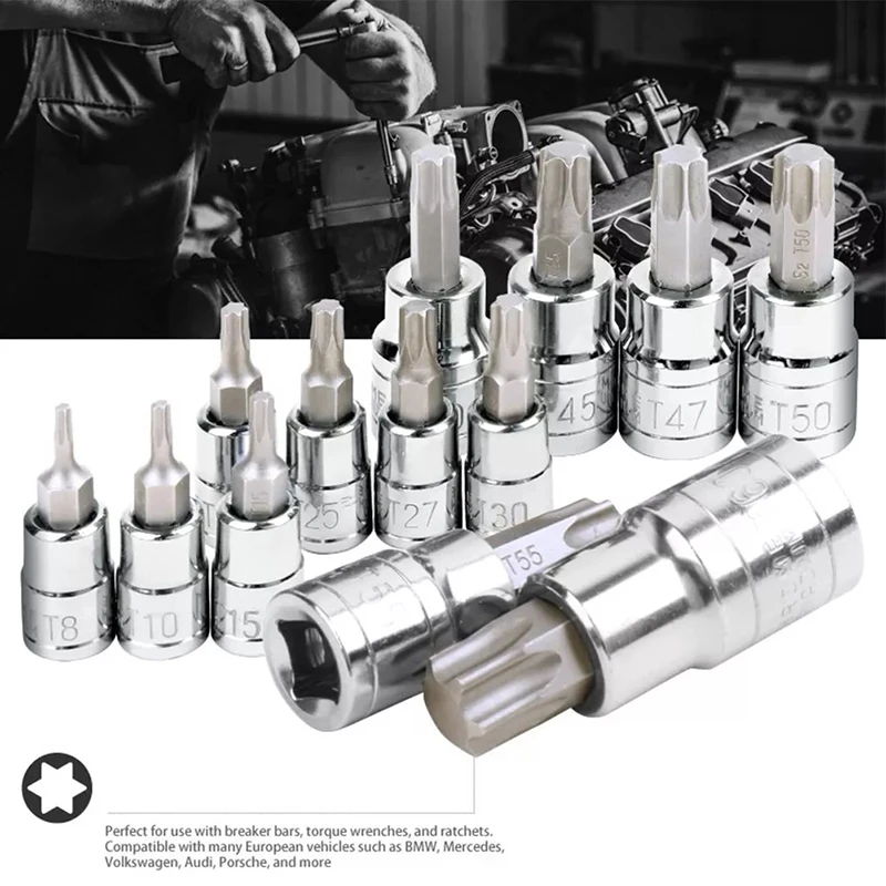 Wholesale 13PCS Torx Bit Socket Set T8-T70 1/4' 3/8' 1/2' Screwdriver Drive Repair Tool