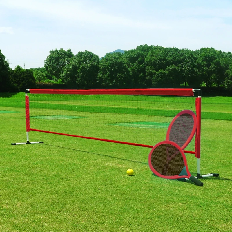 200x50cm parent-child outdoor sports beach game with 2  cloth tennis rackets and 1 PU foam ball garden tennis net set