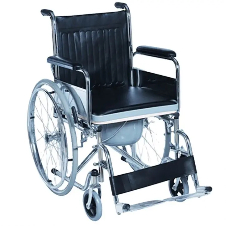 Toilet chair and bathroom chair for paralyzed patients with padded  armrest detachable footrest safety commode wheelchair