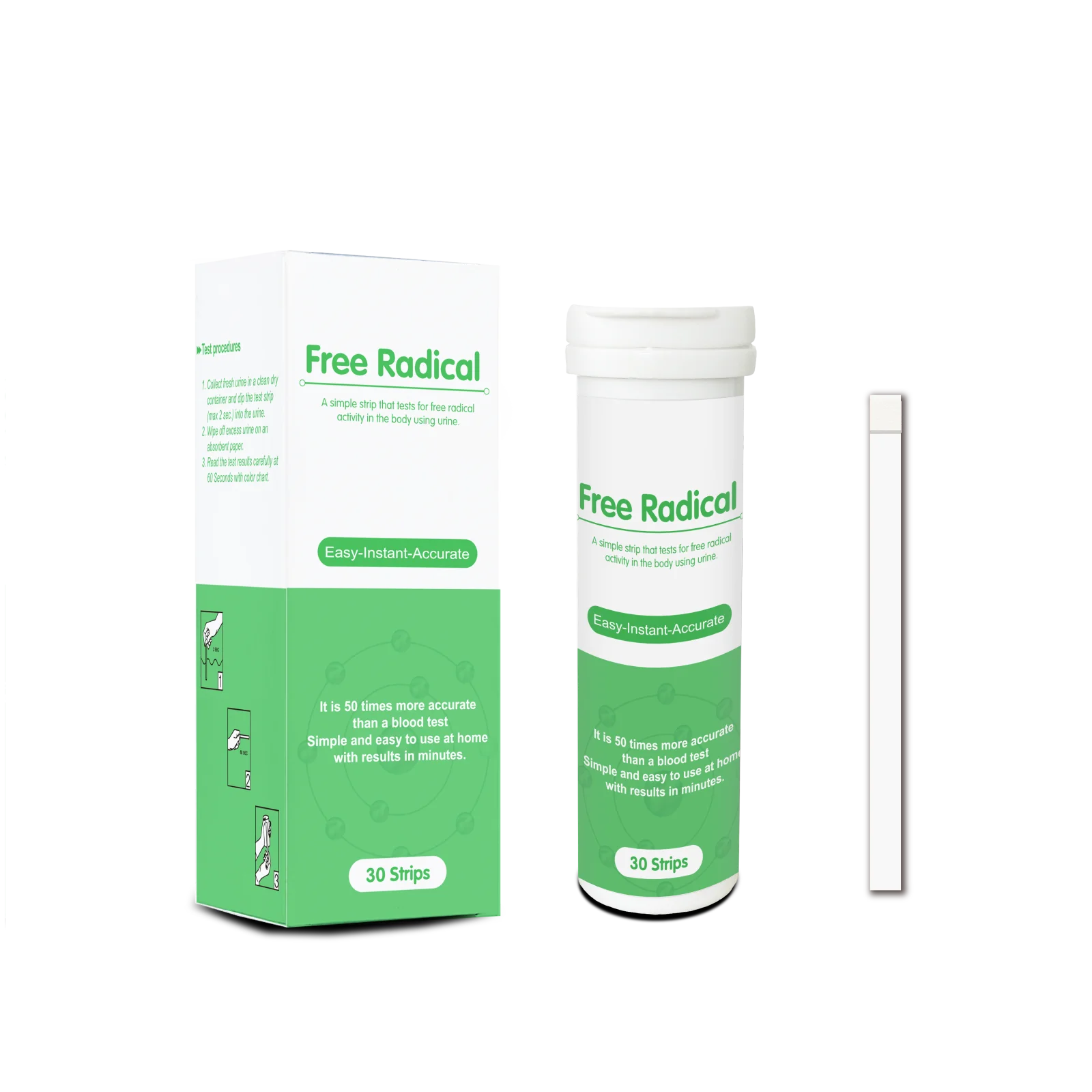 CE Certificated Factory Wholesale 30 Counts free radical test strips for urine test