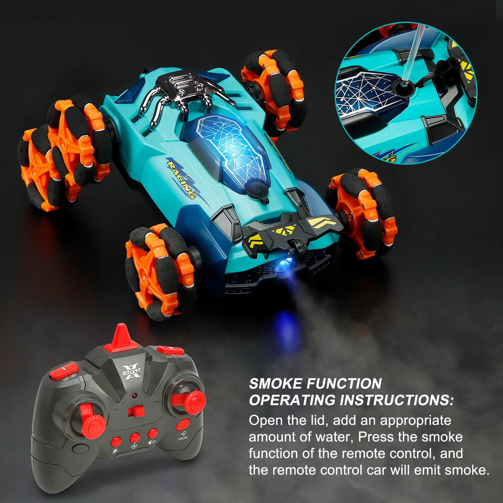 New HOSHI 1612 Stunt Car Drift Deformation Mini Car 2.4GHZ Six- Wheels Water Pray Car 360 Flip Cool LED Light For Kids Toys