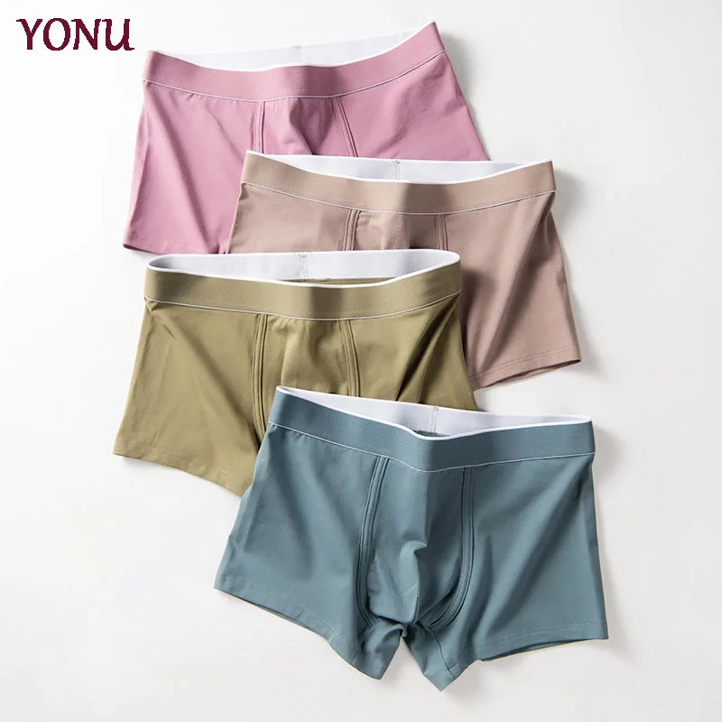 Custom Logo Solid Color Cotton Underwear 5 Colors Large Size Breathable Boxer Briefs For Men