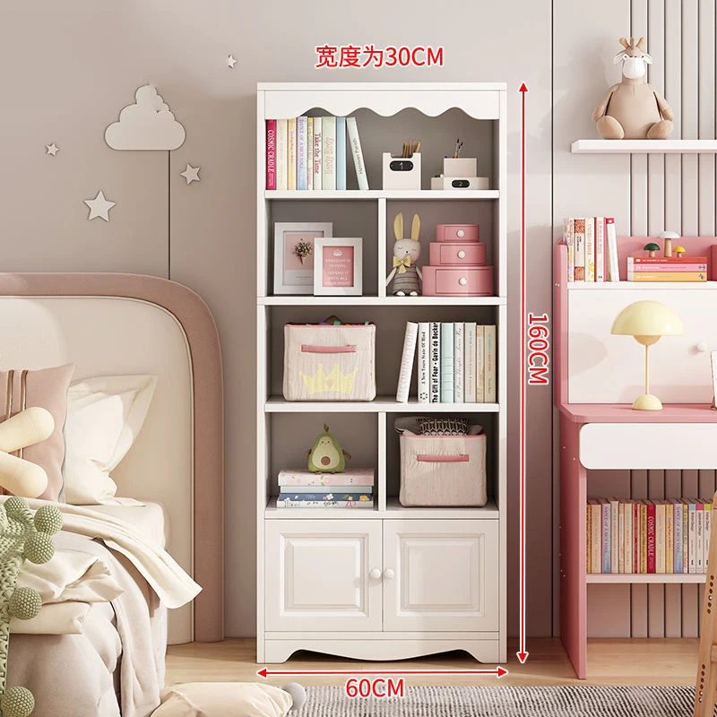 French style modern Pink baby kids toy organizer and wood bookshelf children book storage shelf bookcase