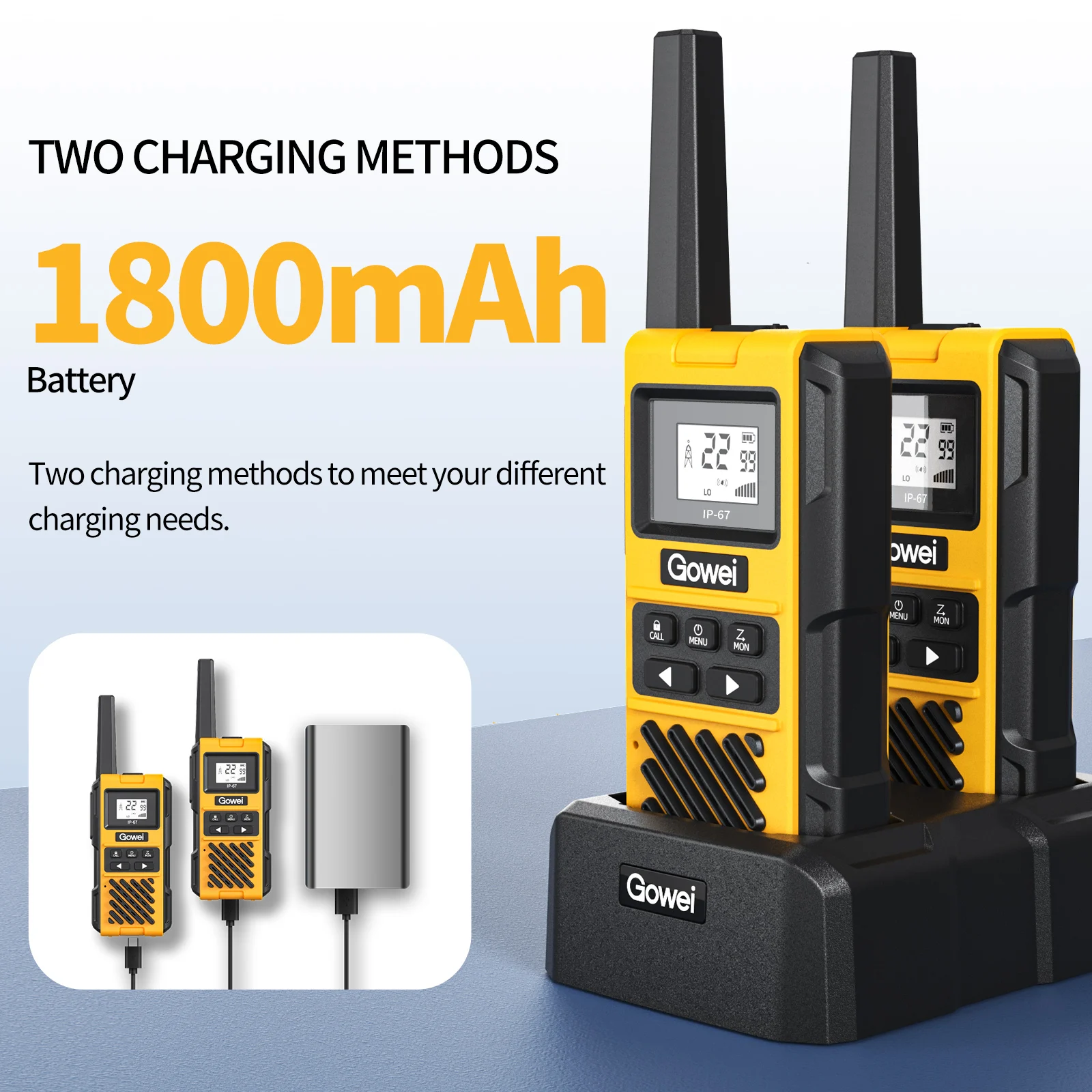 2 watt Emergency Radio, Walkie Talkies for Adults,2 way radio walkie talkie  IP67 Waterproof Handheld Radio