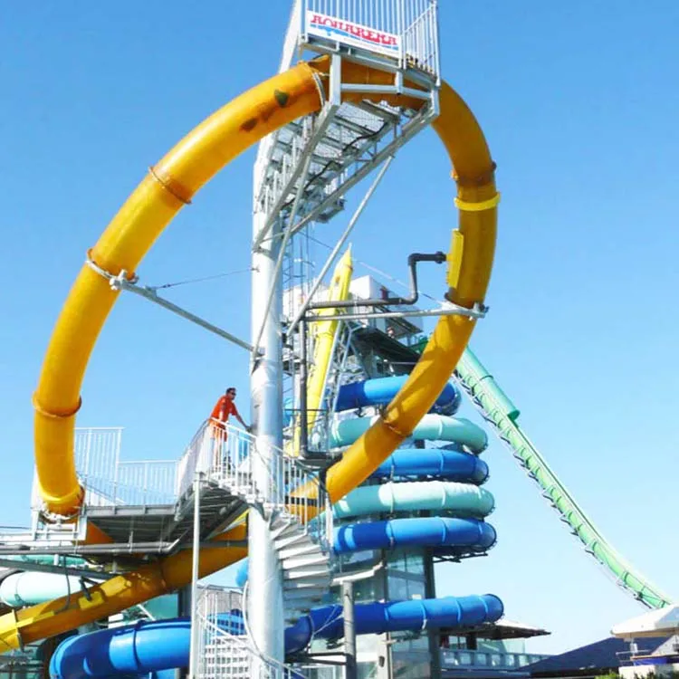 Hot Sale Fiberglass Aqua Loop Water Slide For Waterpark New Design Transparent Water Slide
