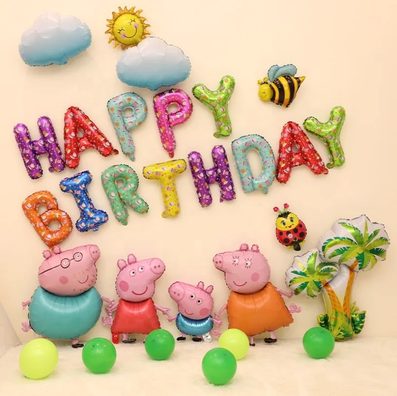 RUI YI New Design Cartoon Pig Family theme Party Decoration Balloon birthday party toy Aluminum foil balloons