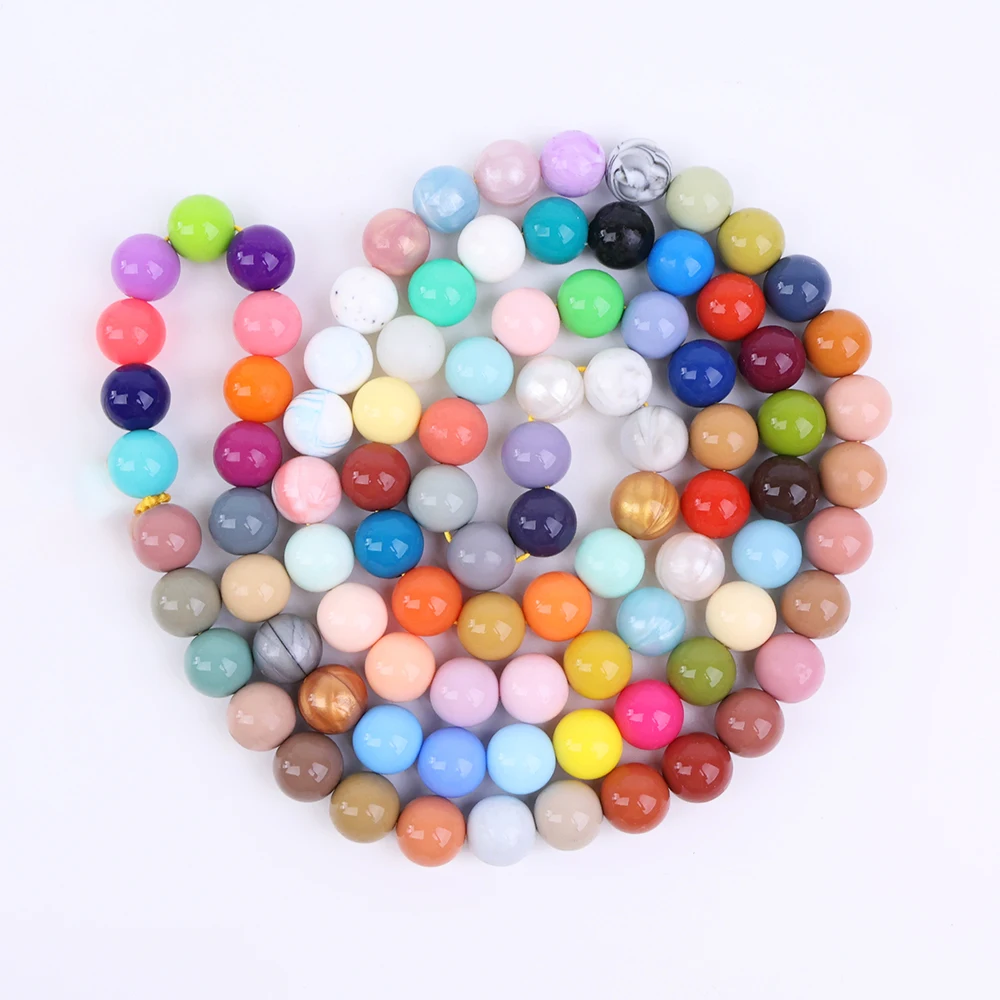 Manufacturer Bpa Free Food Grade Multicolor Soft Baby Teether Chain Beads Oem Liquid Silicone Bead For Bracelet Keychain Making