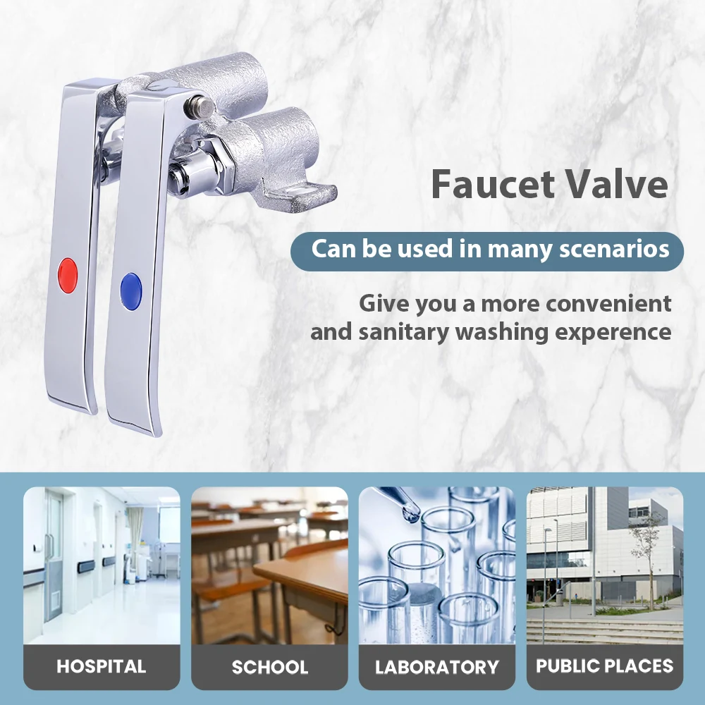 Hand Free Sink Faucet Double Channels Cast Knee Pedal Valve Dual Foot Pedal Sink Faucet