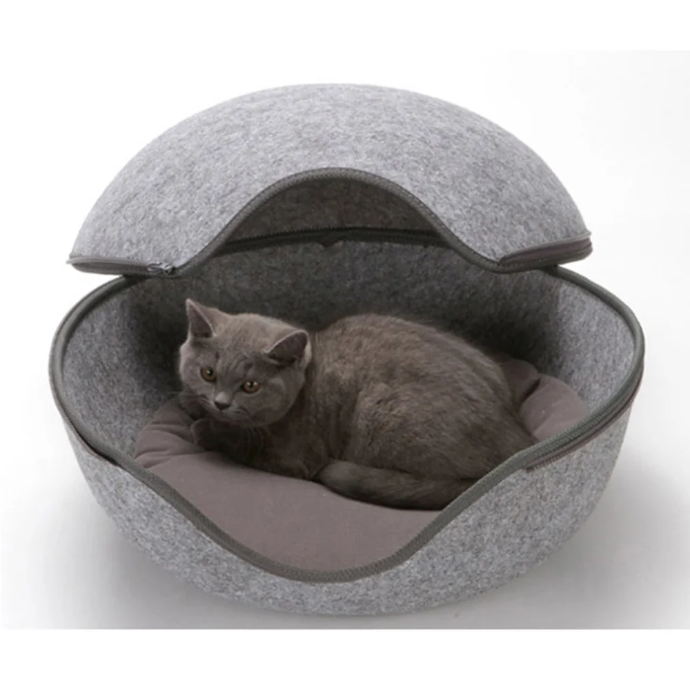 Pet Supplies Hot Selling Felt Cat Bed Cave Indoor Cat Bed Multifunction Round Donut Pet Bed For Dog Cat
