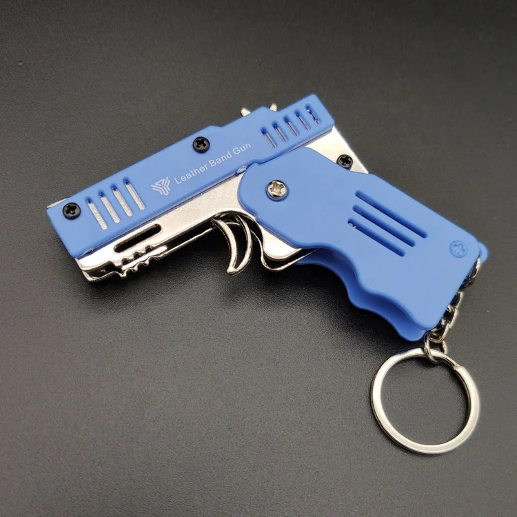 Military Pistol Model Key Ring Metal Alloy Pendant Gun Keychain