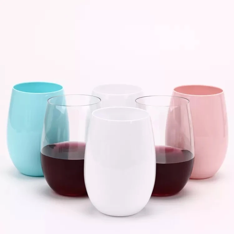 Custom Unbreakable Polycarbonate Printed Goblet Sublimation Plastic Blank Tumbler Personalized Restaurant Stemless Wine Glass