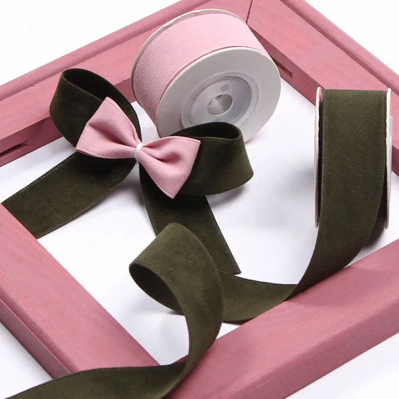 Fashion Sweet Double Sided Deer Skin Ribbon Velvet Ribbon for DIY Bow Hair Accessory