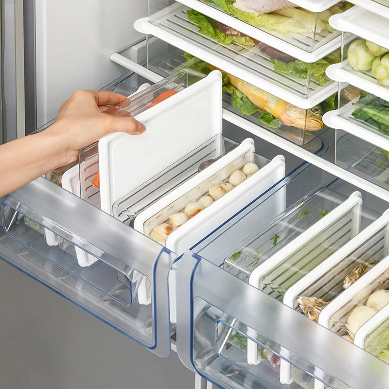 Kitchen Refrigerator Storage Containers With Lids Plastic Food Storage Box Transparent Sealed Box