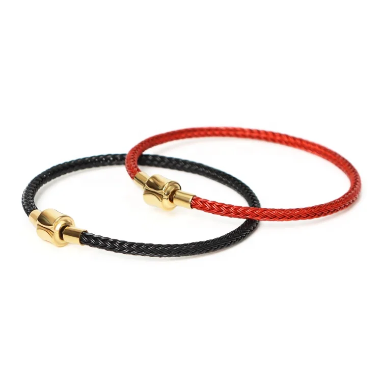 High quality Personalized stainless steel 3mm wire rope leather cords Bracelet for DIY slide clasp beads Friendship Bracelet