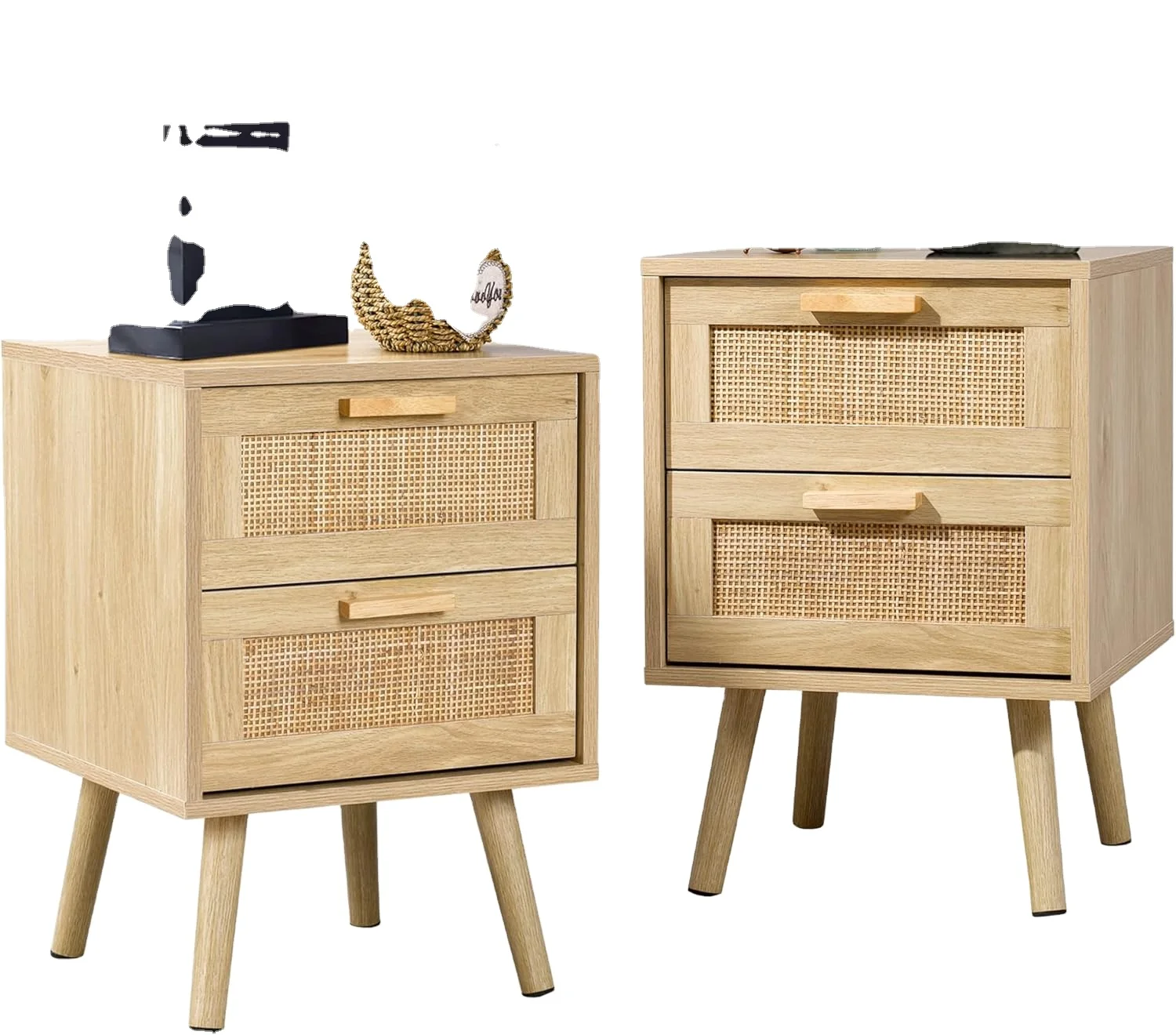 Hotel  smart wide 2 drawer bedroom nightstand table cabinet with light smart charging