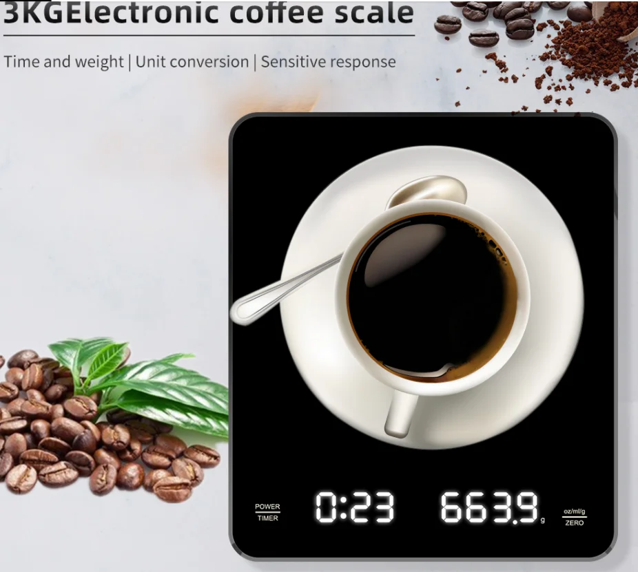 Kitchen Scale Precision Electronic Scale with Timer LED Digital Smart Digital Drip Electronic Coffee scale