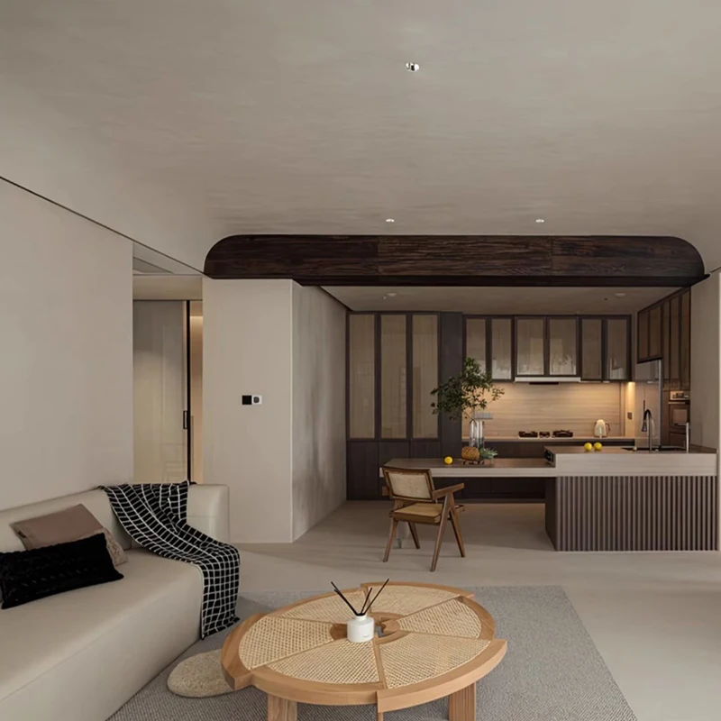 Overall cabinet custom open center island kitchen decoration design solid wood new Chinese style retro kitchen cabinet