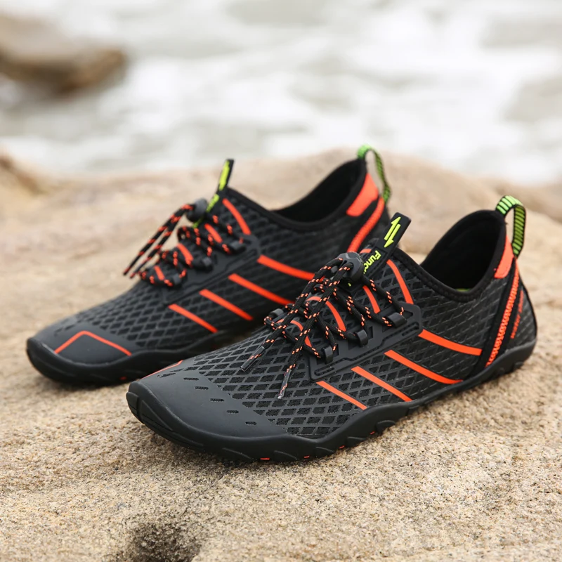 
Black and Orange Aqua Water Shoes Beach Swimming Socks with Drawstring 