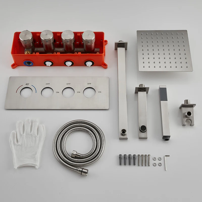 304 Stainless steel  Hot And Cold Waterfall In Wall Mounted Concealed Rain Shower Set  intelligent constant temperature