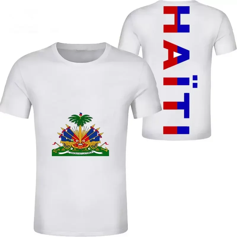 Factory Direct Haiti Flag Print Gym T-Shirt for Men Wholesale Price Man Summer Short Sleeve Print on Demand Tops Tee Casual Wear