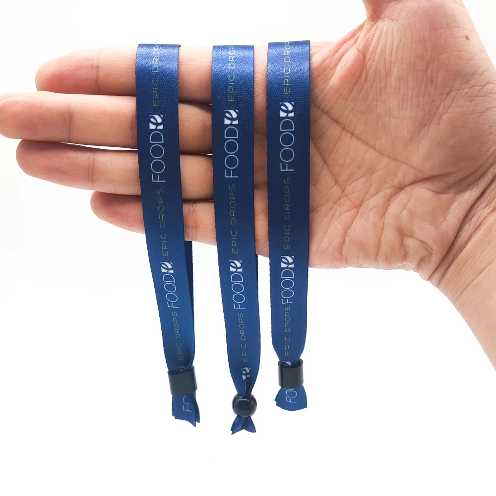 Environmentally Customized Logo RPET Fabric Wristband Printed Cloth Wristband With Bamboo Lock