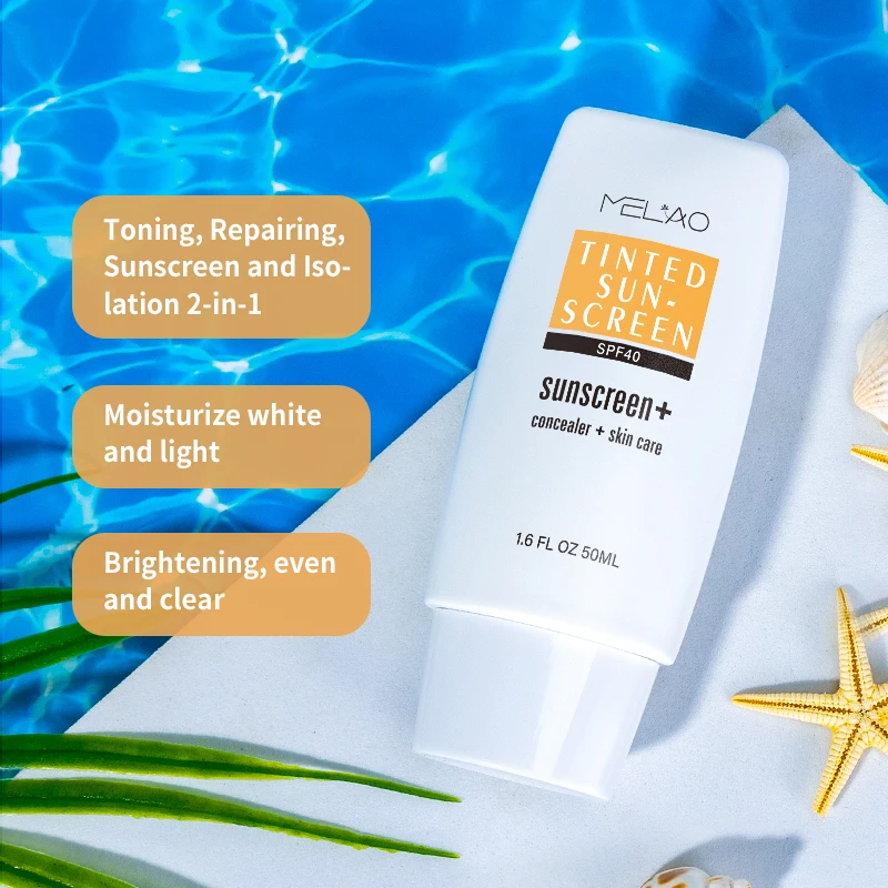 Acne Prone Skin Tinted Sunscreen Zinc Oxide Spf 46 Oil Free Sunscreen Against UVA UVB Sensitive Skin Face Sunscreen Foundation
