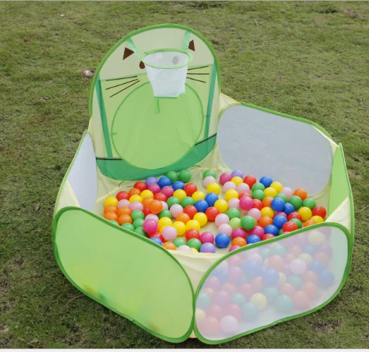 Выдвижная детская палатка «Три в одном» с рисунком кошки в очень большом бассейне с шариками