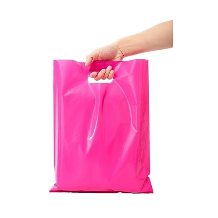 Custom Die Cut Plastic Bags Biodegradable Plastic Shopping Bags with Handle Die Cut Handle Bags Wholesale for Shopping Grocery