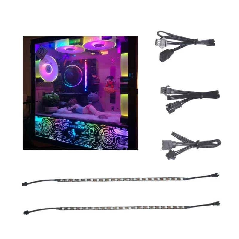 PC Addressable RGB LED Strip Light Rainbow Case ARGB For 5V 3pin Header Motherboard Asus Aura,Asrock,Gigabyte Fusion,MSI Mystic