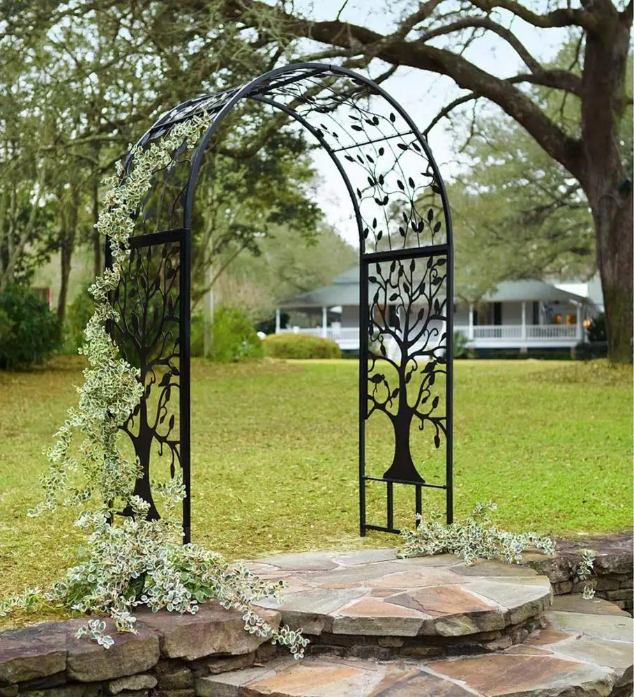Outdoor Metal Garden Arch/Metal Garden Arbor with Tree of Life Design