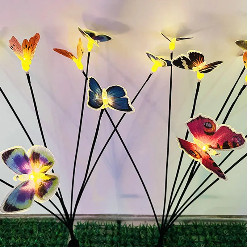 Hot sale garden decor lights christmas butterfly lights outdoor led color changing solar wind chime light and Garden Land