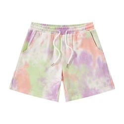 Cool Streetwear Custom Terry Cloth Shorts Drawstring Workout Unisex Tie Dye Sweat Shorts