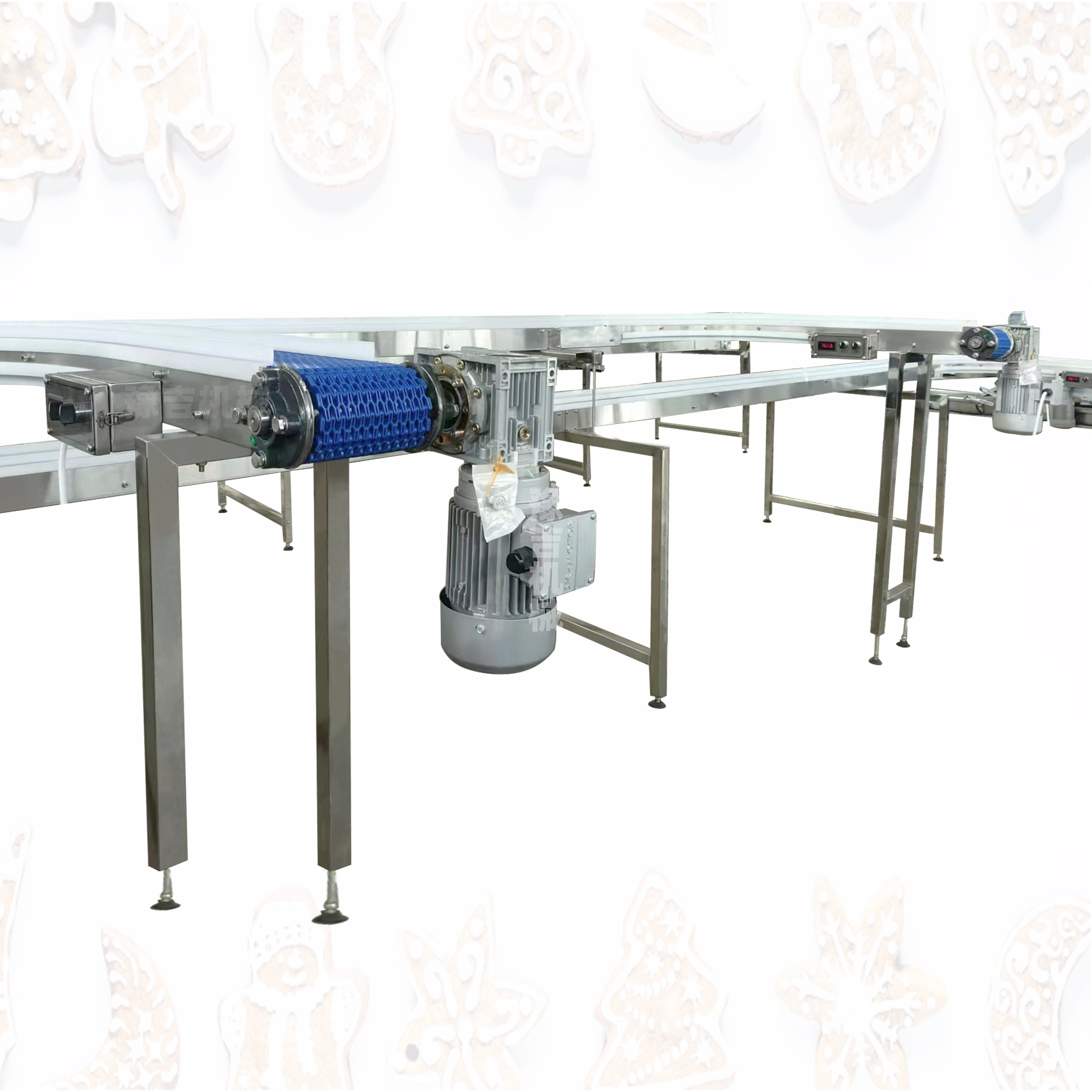 Factory customized food grade plastic plate chain conveyor for carton, beverage, cookie conveying