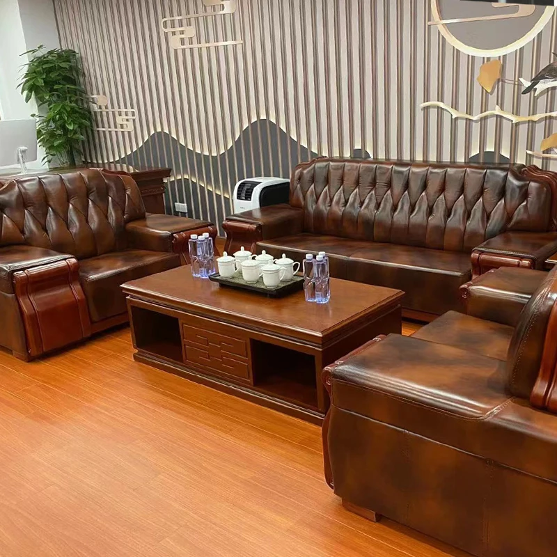 Commercial Furniture Executive Room Sofa LHZ Serie Genuine Real Leather Hign end Office Furniture Office Sofa