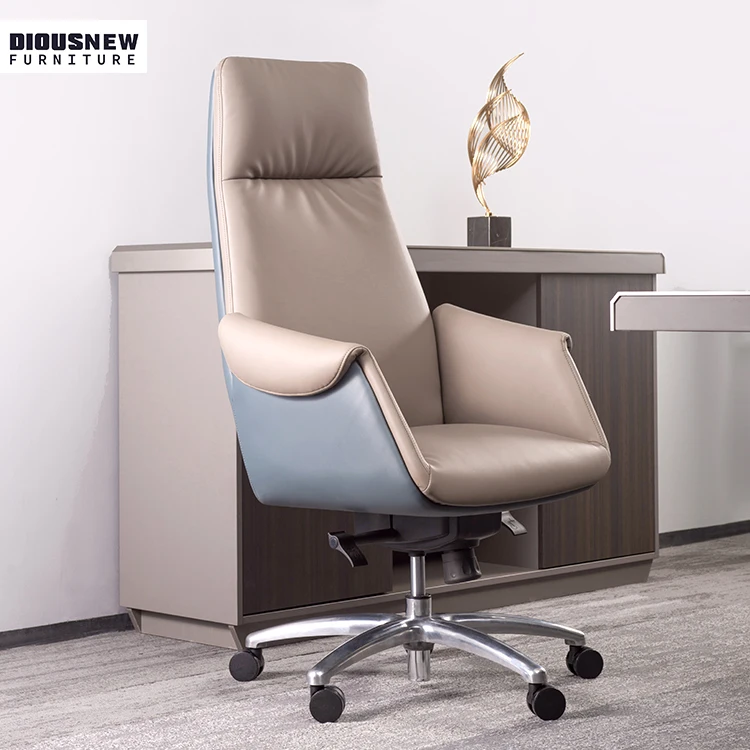 High Quality Ergonomic Adjustable Pu Offical Leather Office Chair High Back Guest Armrest Swivel Chair