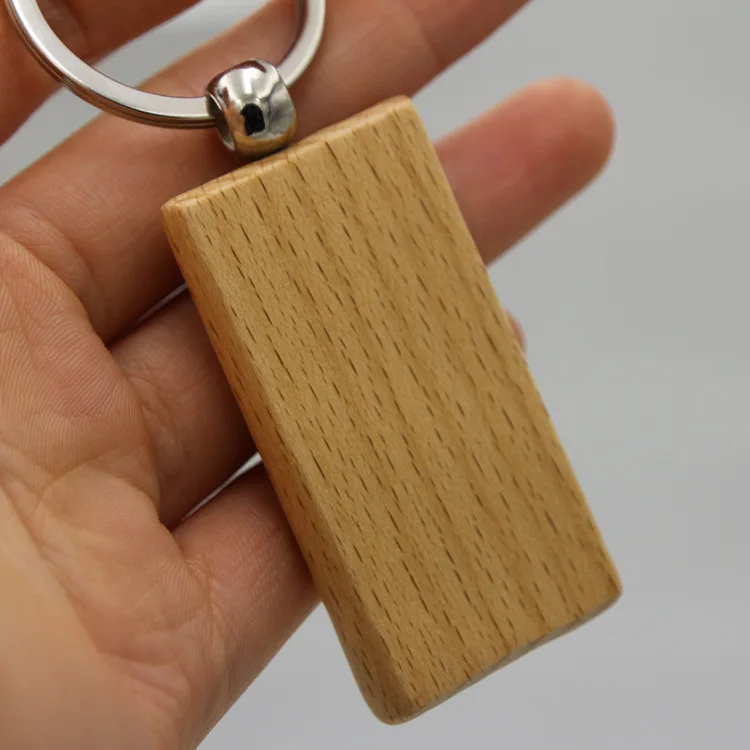 Wholesale Personalized Souvenir Promotional Gifts Key Chain QR Code Name Date Logo Custom Wood Keychains