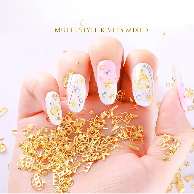 Wholesale Jewelry Star and Moon Rivets Japanese Hollow Alloy Nail Art Painting Salon Nail Kit Professional