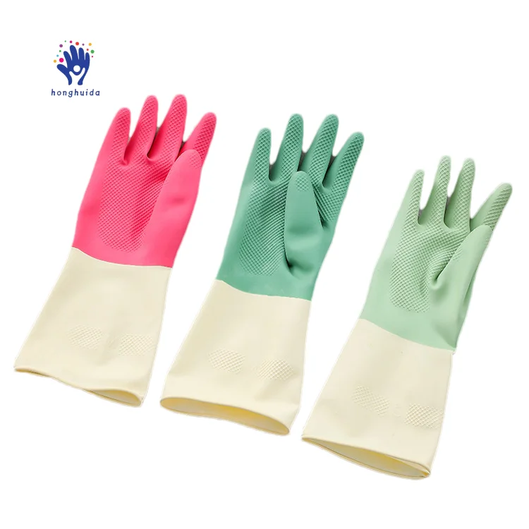 Dishwashing latex householdwaterproof and durable kitchen brush pot washing vegetables washing clothes household cleaning gloves