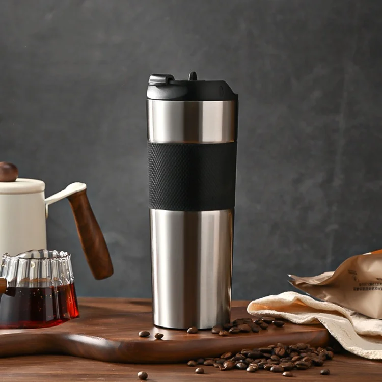 Kingze 450ml Stainless Steel Coffee Mugs Custom Logo Printed Luxury Camping French Press Gold Pink Coffee Maker