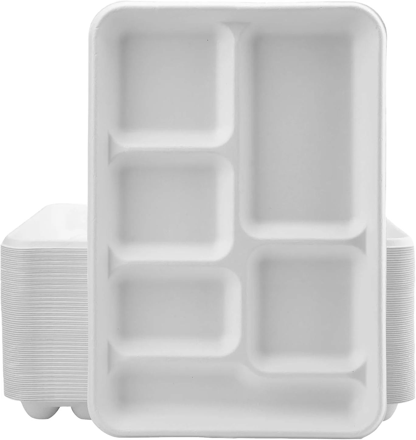 Biodegradable Disposable Recyclable Sugarcane Pulp 3 5 6 Compartment Bagasse Packaging Food Trays Meal Lunch Pulp Tray